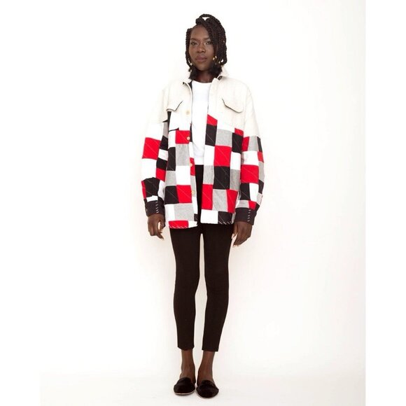 One 432 Jackets & Blazers - NEW One 432 Wave Panel Shirt Jacket Shacket Womens Small Quilted Stitch Handmade